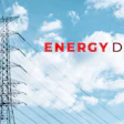Energy Daily logo text overlaid on high-voltage transmission tower against blue sky with clouds